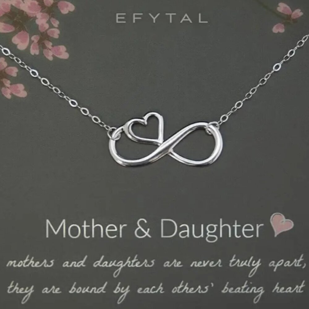 Infinity 925 Sterling Silver Mother Daughter Necklace NWT